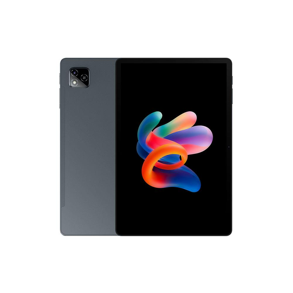 Ekranında renkli soyut bir görüntü gösteren gri tablet.