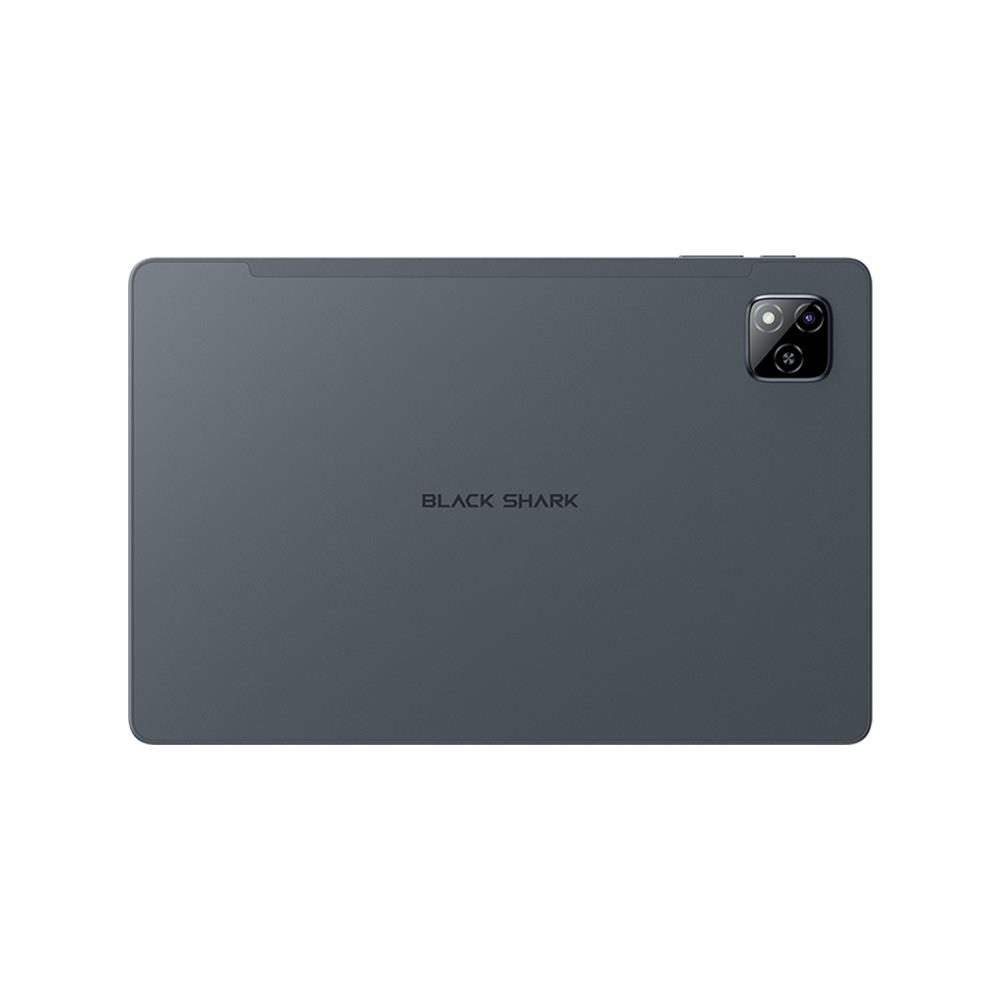 Çift kameralı ve logolu gri Black Shark tabletin arkası.
