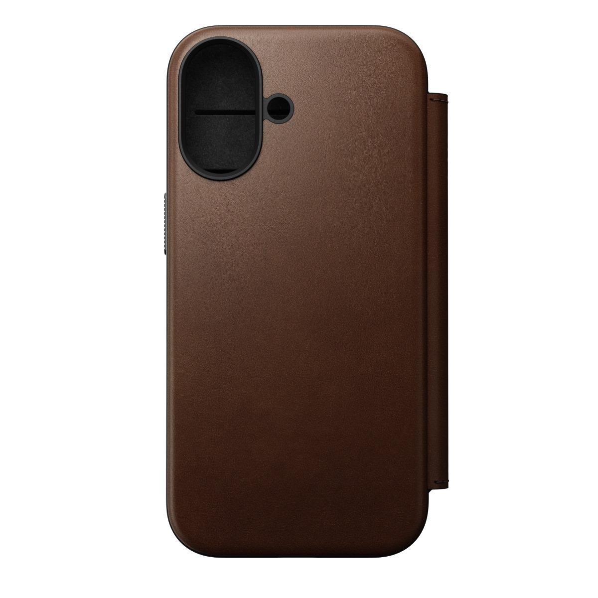 Custodia in pelle marrone per telefono con ritaglio fotocamera