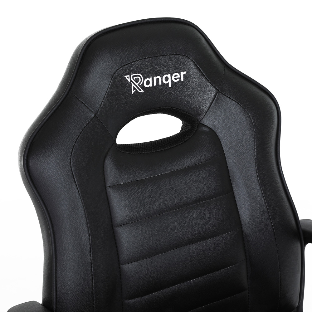 Chaise gaming noire avec appui-tête et logo "Ranger".