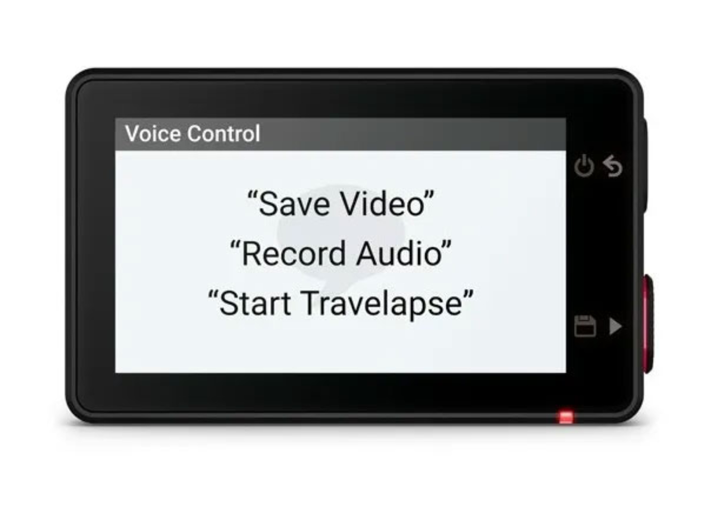 Sprachsteuerung: Video speichern, Audio aufnehmen, Zeitraffer starten.