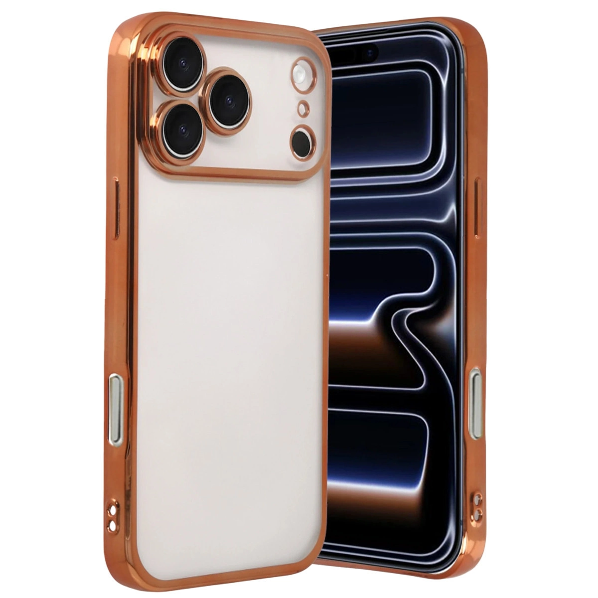 NEWFACE iPhone 17 Pro Max Uyumlu Kamera Korumalı Lensli Silikon Telefon Kılıfı Turuncu