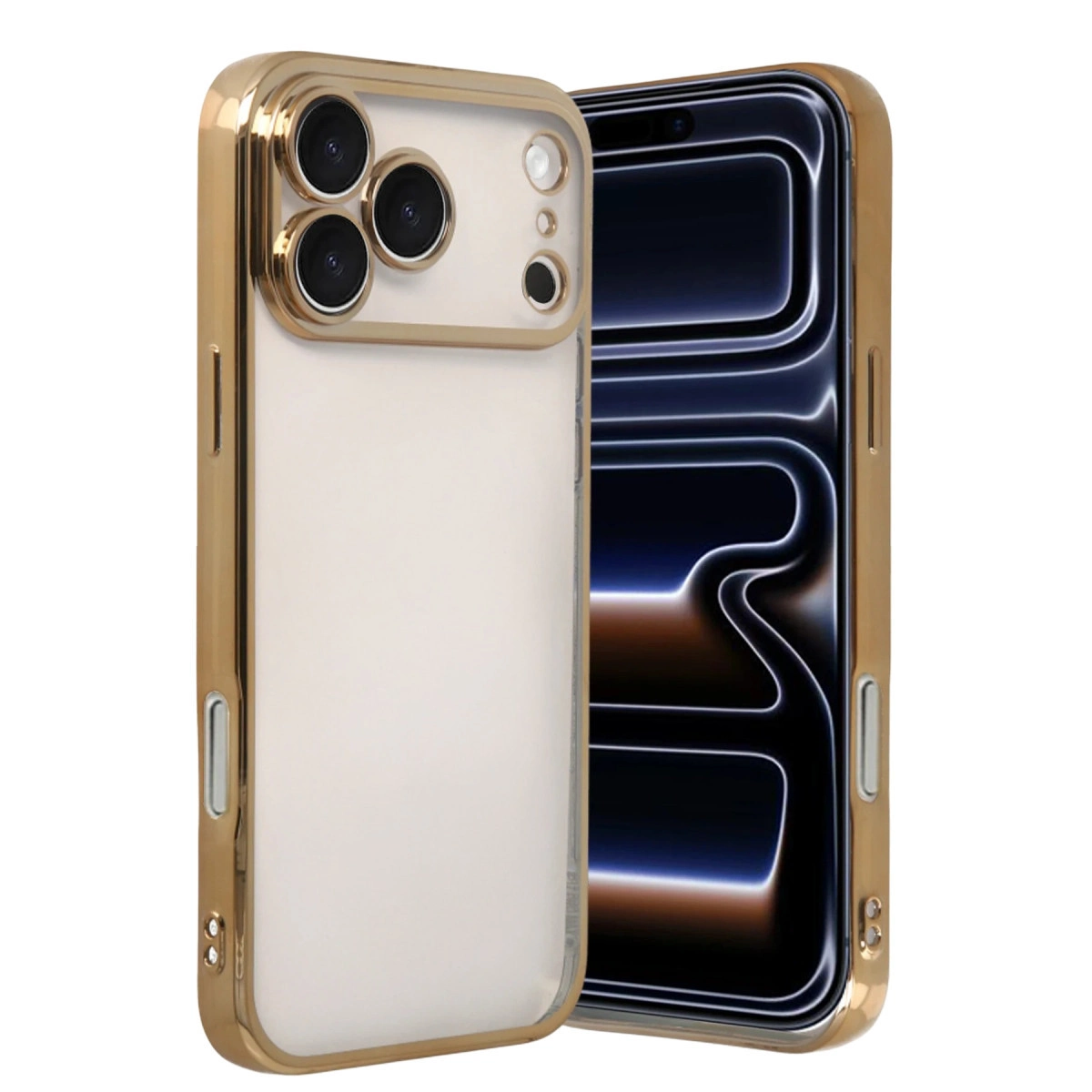 NEWFACE iPhone 17 Pro Uyumlu Kamera Korumalı Lensli Silikon Telefon Kılıfı Altın