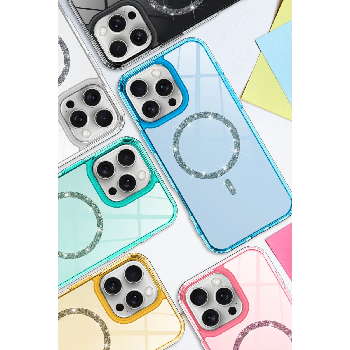 NEWFACE iPhone 16 Pro Uyumlu Live Diamond Magsafe Kapak Telefon Kılıfı Sarı