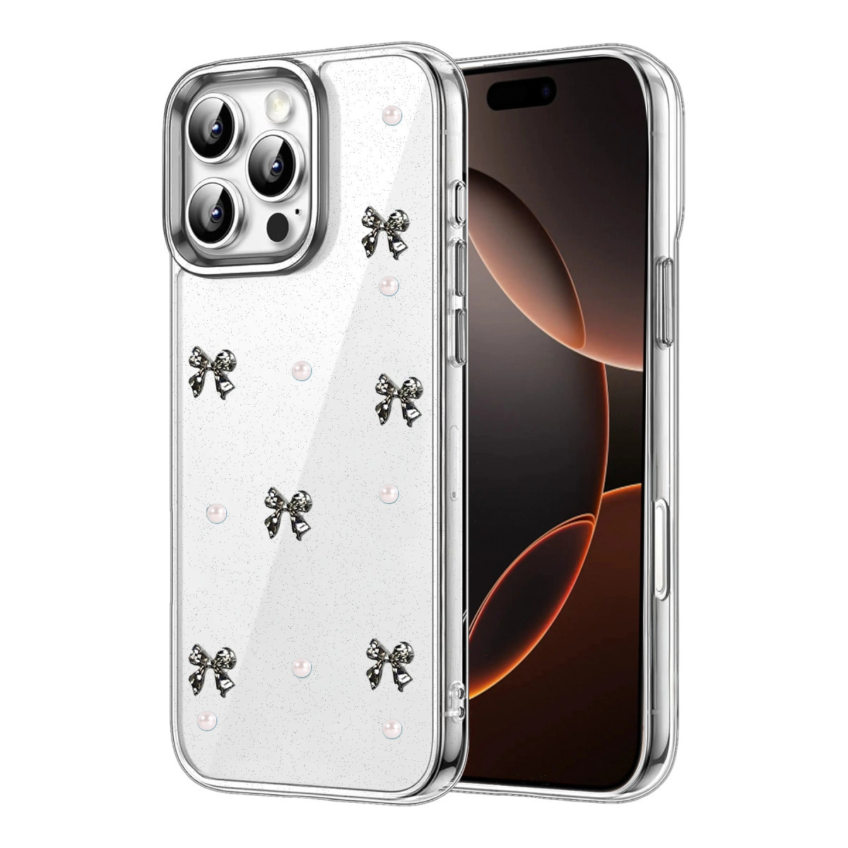 NEWFACE iPhone 16 Pro Max Uyumlu Fiyonk Desenli Kapak Telefon Kılıfı Çok Renkli