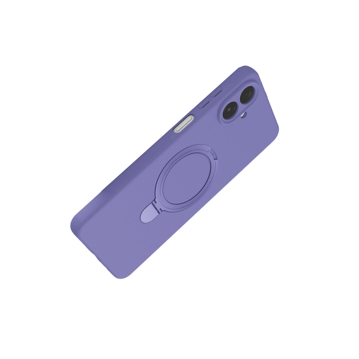 Halka tutuculu mor telefon kılıfı, beyaz arka plan üzerinde izole edilmiş.