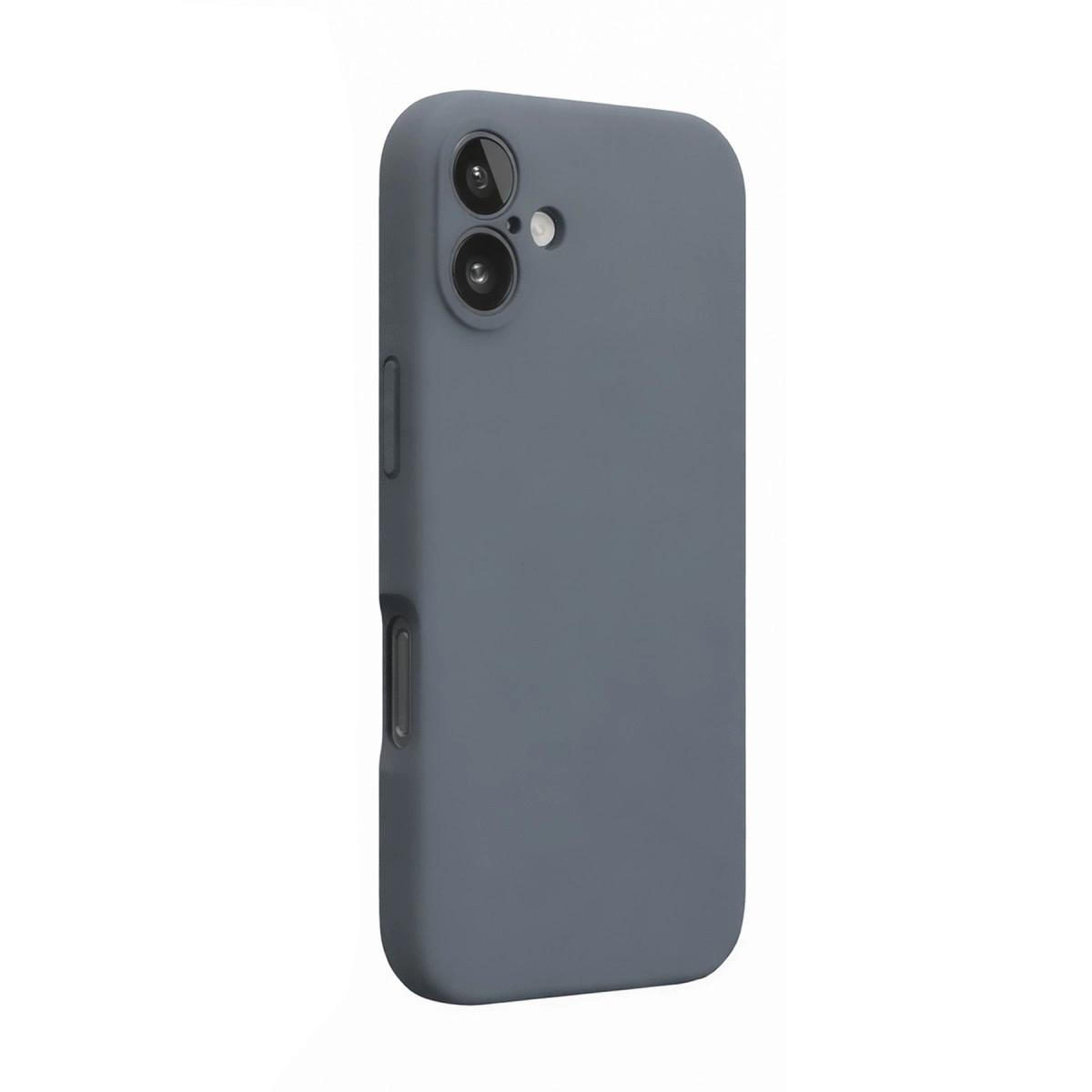 Flaş ve iki kameraya sahip gri telefon kıfı. Beyaz arka plan.