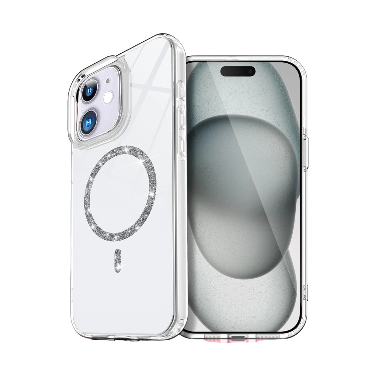 NEWFACE iPhone 11 Uyumlu Live Diamond Magsafe Telefon Kılıfı Şeffaf