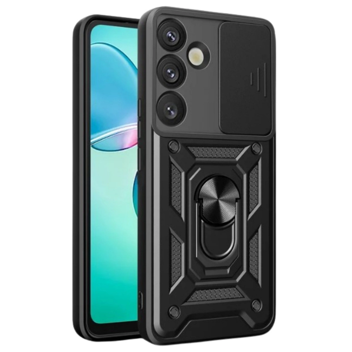 NEWFACE Samsung Galaxy A17 5G Uyumlu Pars Lens Yüzüklü Silikon Telefon Kılıfı Siyah