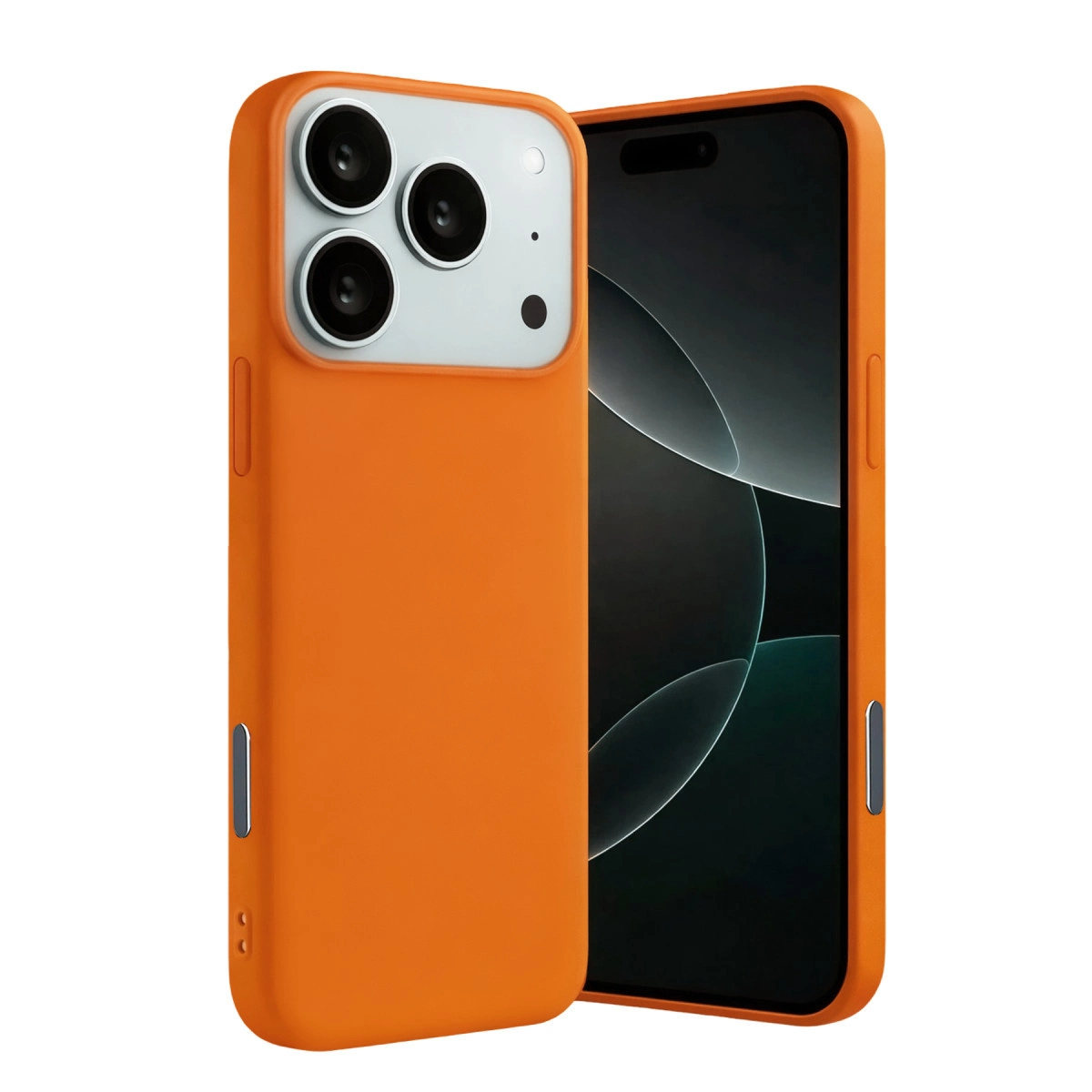 NEWFACE iPhone 17 Pro Uyumlu Nano İçi Kadife Silikon Telefon Kılıfı Turuncu
