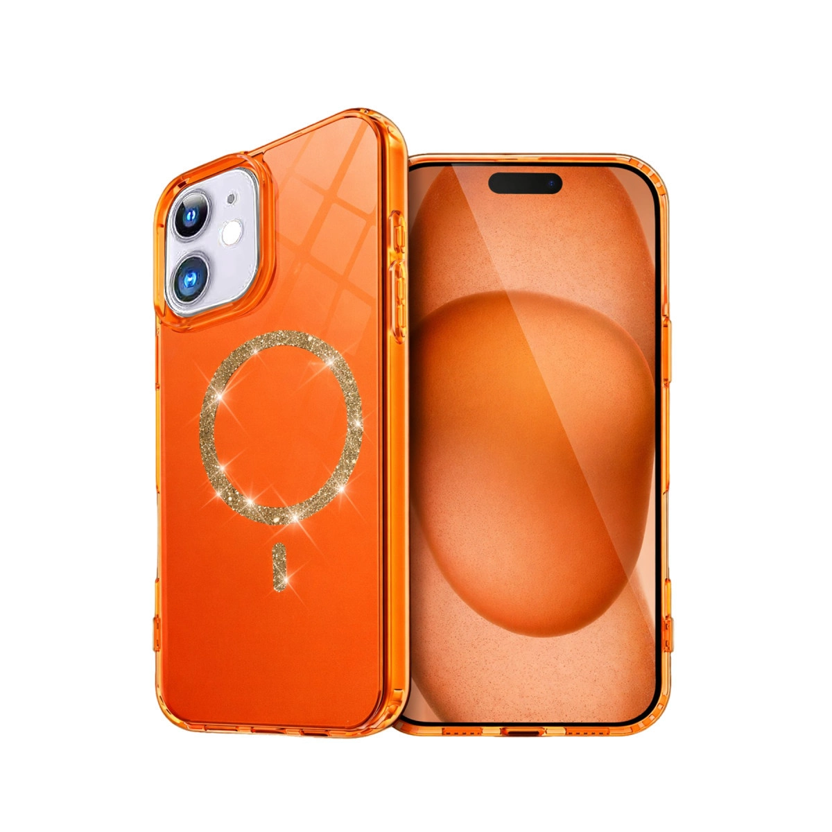NEWFACE iPhone 11 Uyumlu Live Diamond Magsafe Telefon Kılıfı Turuncu