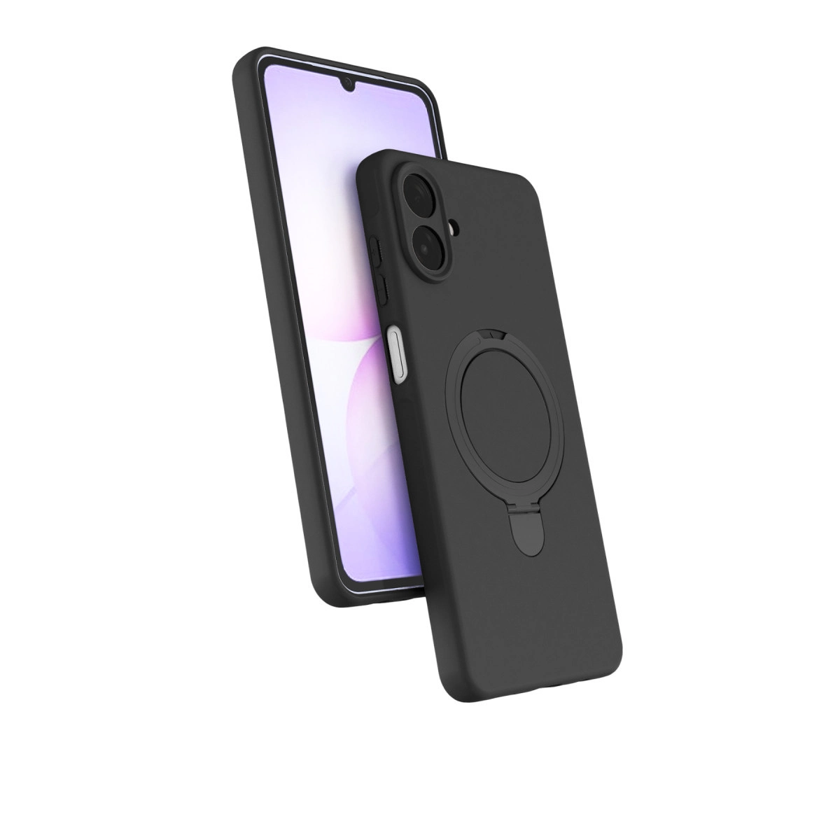 Akıllı telefonda halka tutuculu siyah telefon kılıfı.
