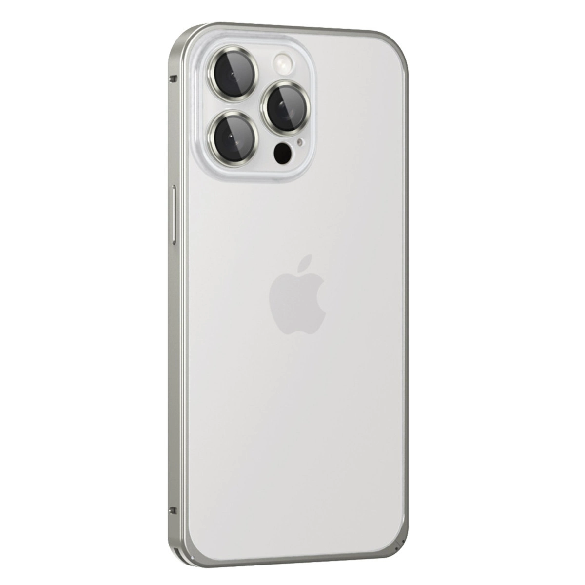 NEWFACE iPhone 15 Pro Max Uyumlu Metal Bumper Mat Telefon Kılıfı Gri