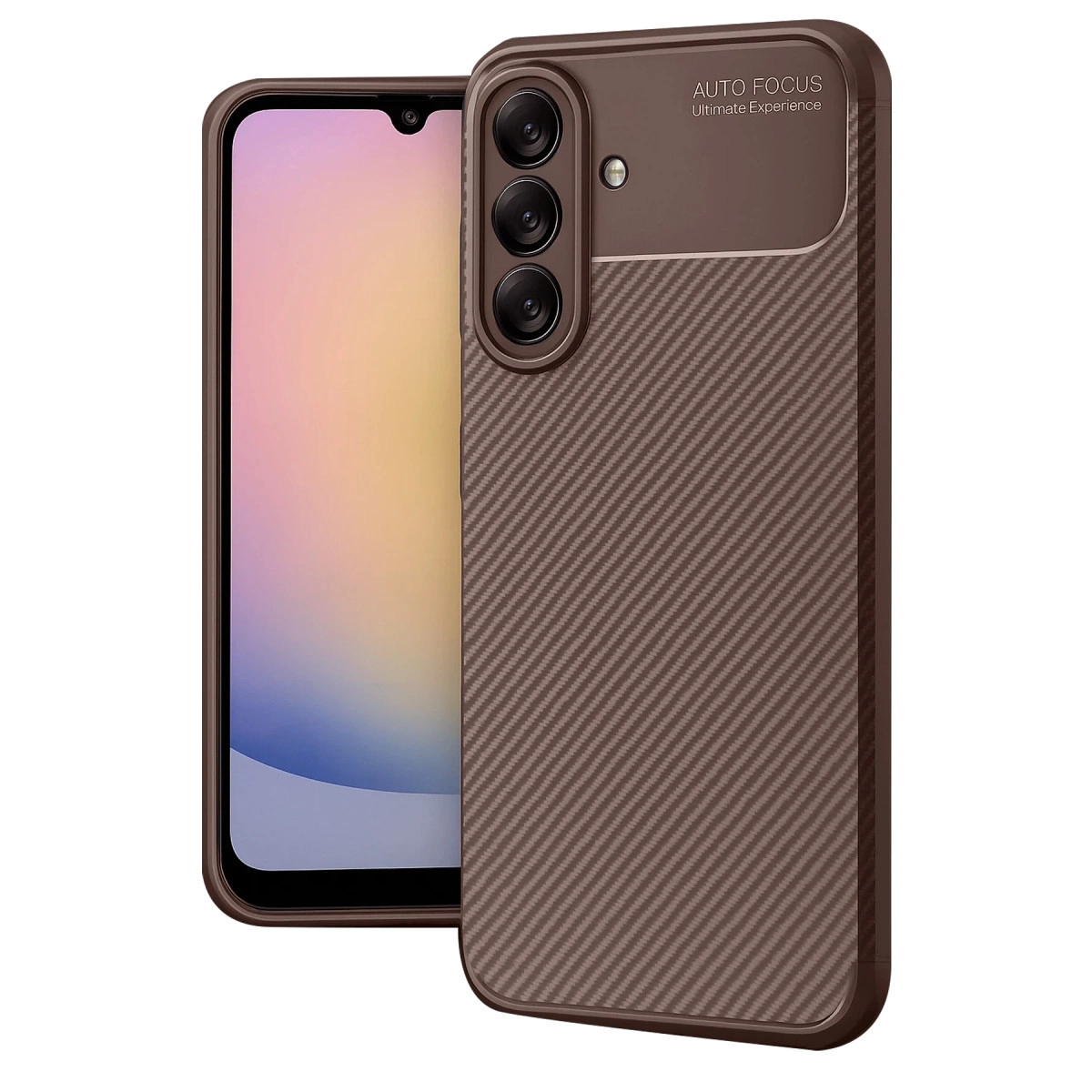 NEWFACE Samsung Galaxy A56 Uyumlu Auto Focus Karbon Telefon Kılıfı Kahverengi