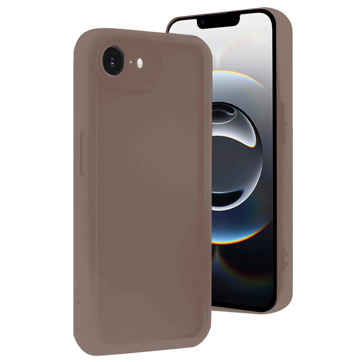 Kahverengi iPhone, kılıfı ve kamera incelemesi.