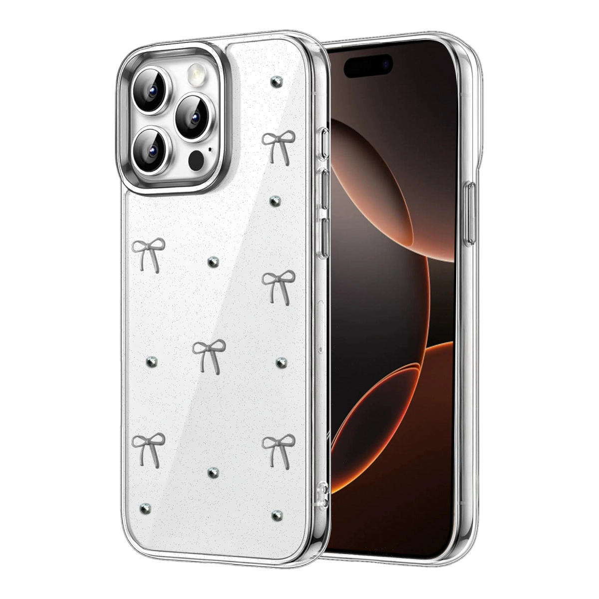 NEWFACE iPhone 15 Pro Uyumlu Fiyonk Desenli Telefon Kılıfı Çok Renkli