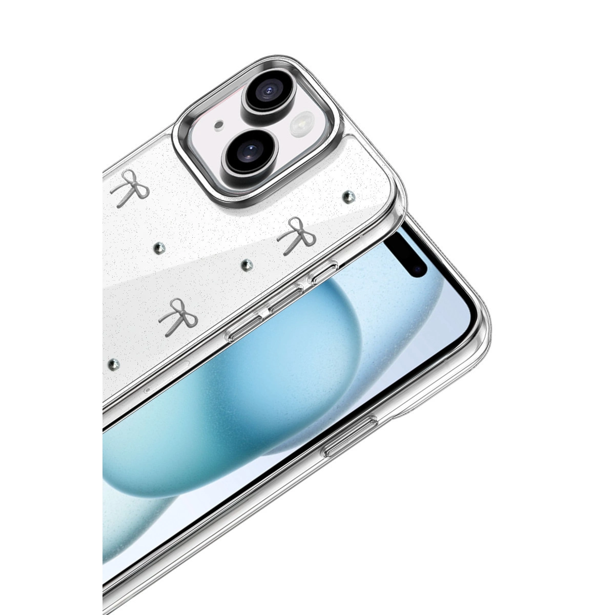 NEWFACE iPhone 15 Plus Uyumlu Fiyonk Desenli Telefon Kılıfı Çok Renkli