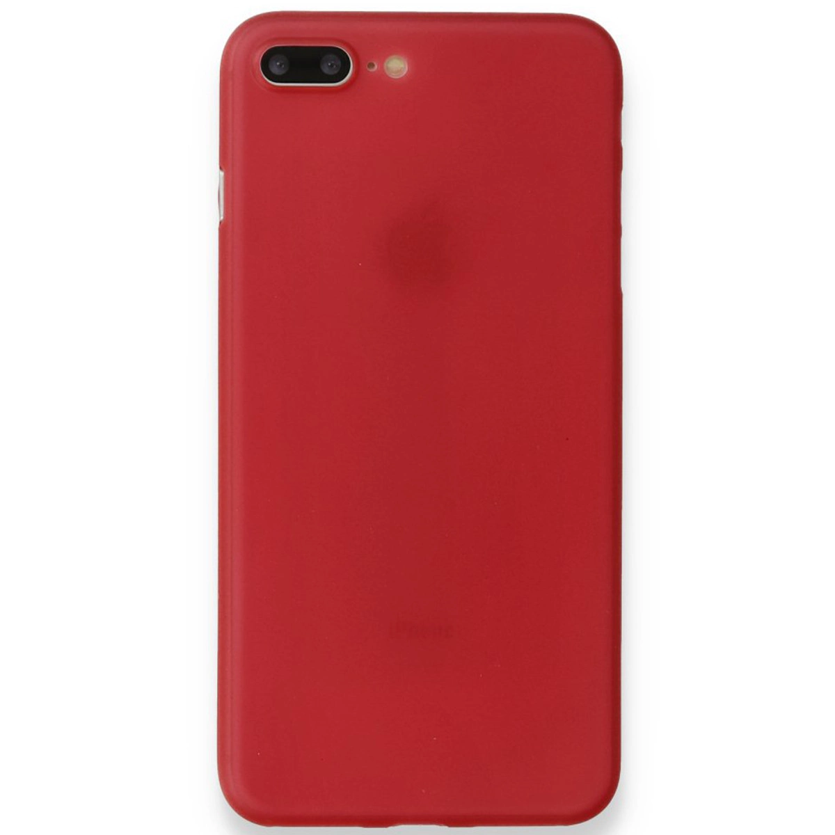 Çift kameralı ve flaşlı kırmızı iPhone.