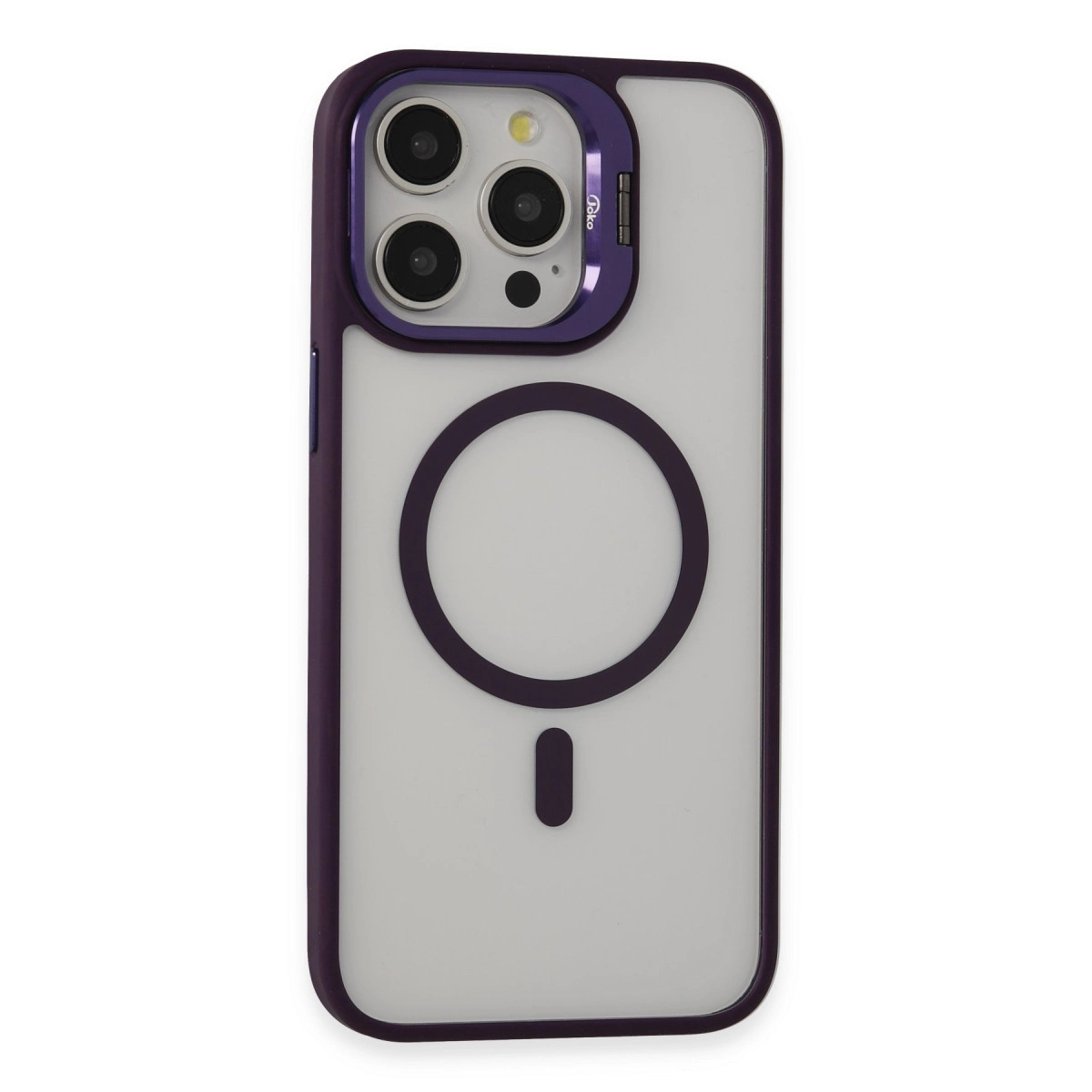 NEWFACE iPhone 15 Pro Max Uyumlu Roblox Lens Magsafe Standlı Telefon Kılıfı Derin Mor