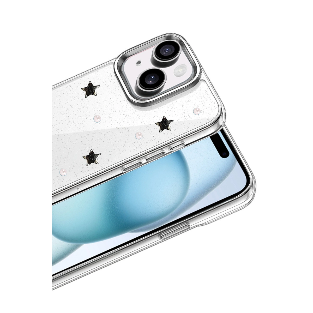 NEWFACE iPhone 15 Plus Uyumlu Fiyonk Desenli Telefon Kılıfı Çok Renkli