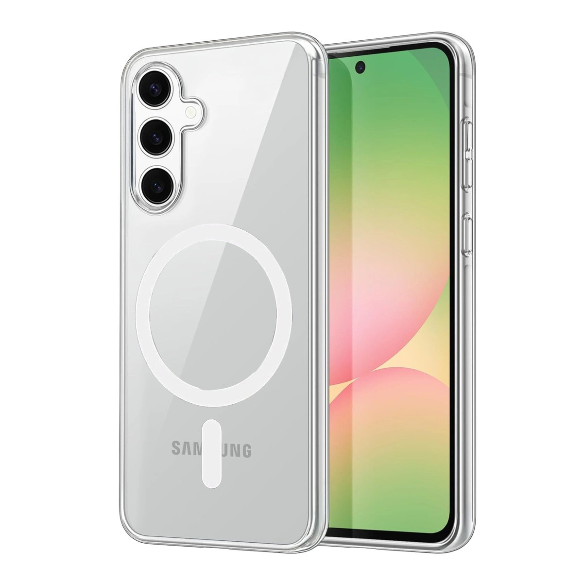 NEWFACE Samsung Galaxy A55 5G Uyumlu Combo Sert Magsafe Telefon Kılıfı Şeffaf