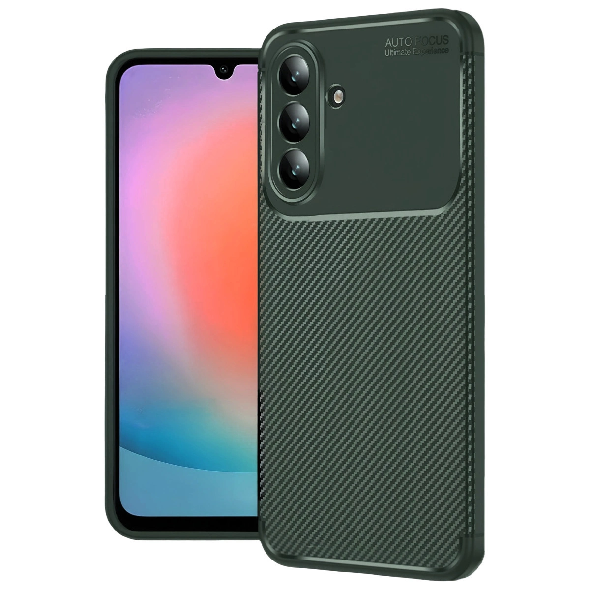 NEWFACE Samsung Galaxy A57 5G Uyumlu Auto Focus Karbon Telefon Kılıfı Koyu Yeşil