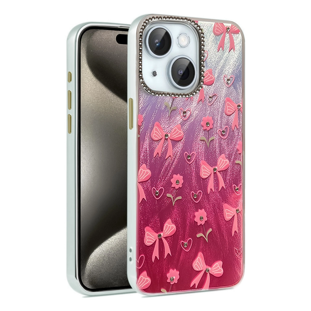 NEWFACE iPhone 15 Uyumlu Blade Aynalı Desenli Telefon Kılıfı Çok Renkli