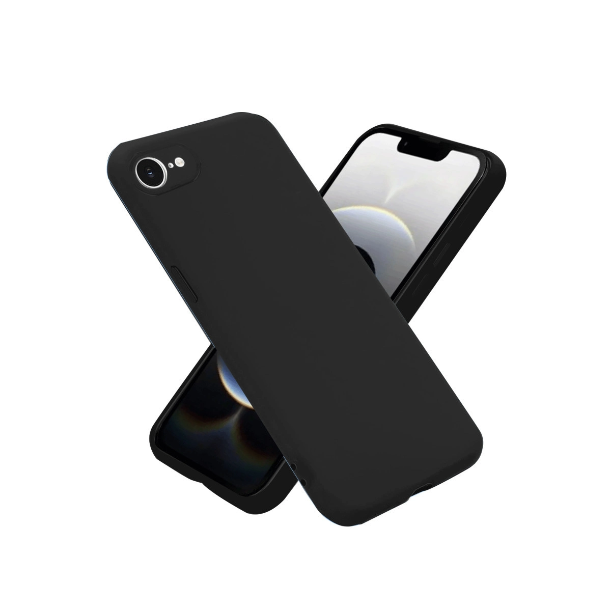Siyah bir iPhone kılıfı bir iPhone'un üzerinde duruyor.