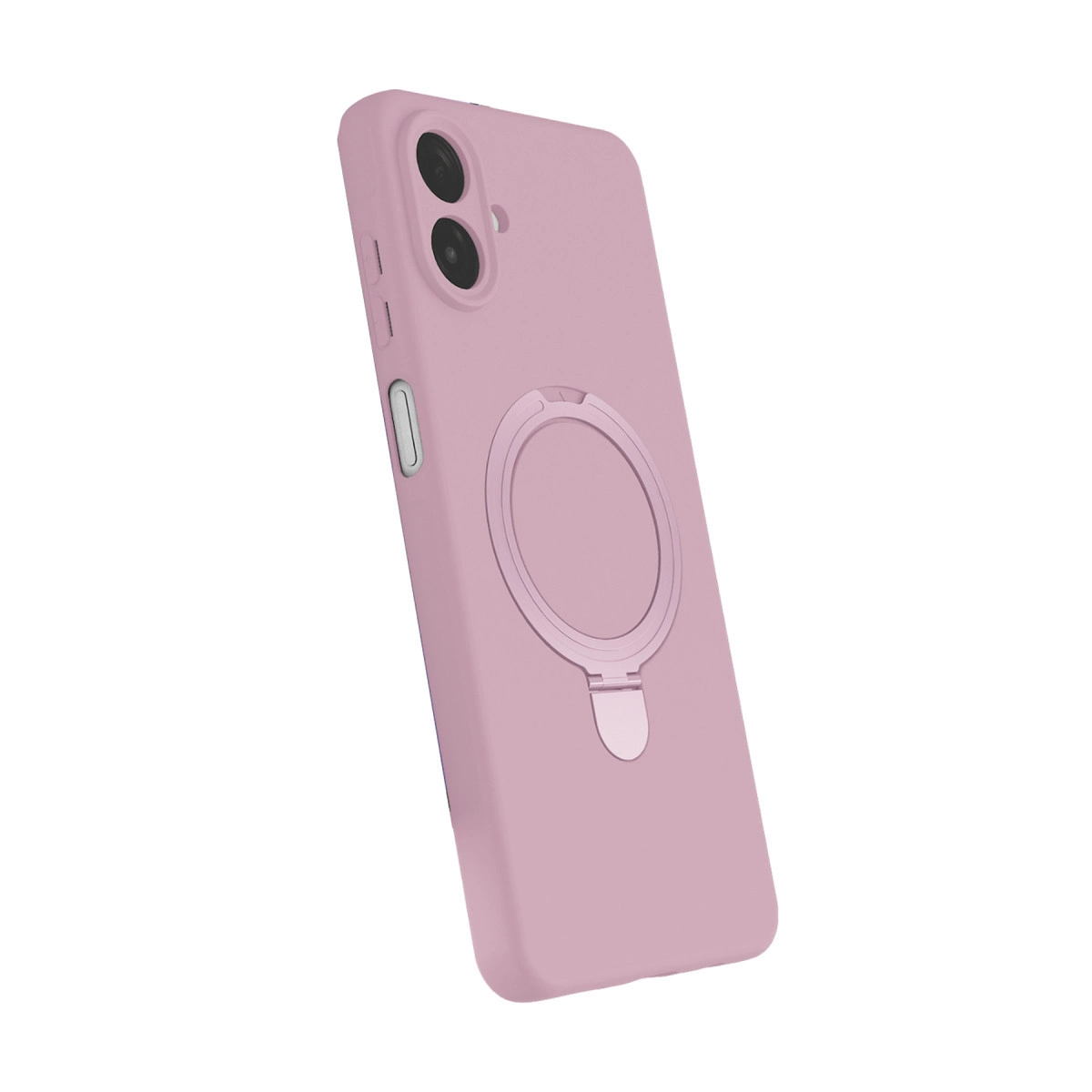 Arkada halka tutuculu pembe telefon kılıfı.