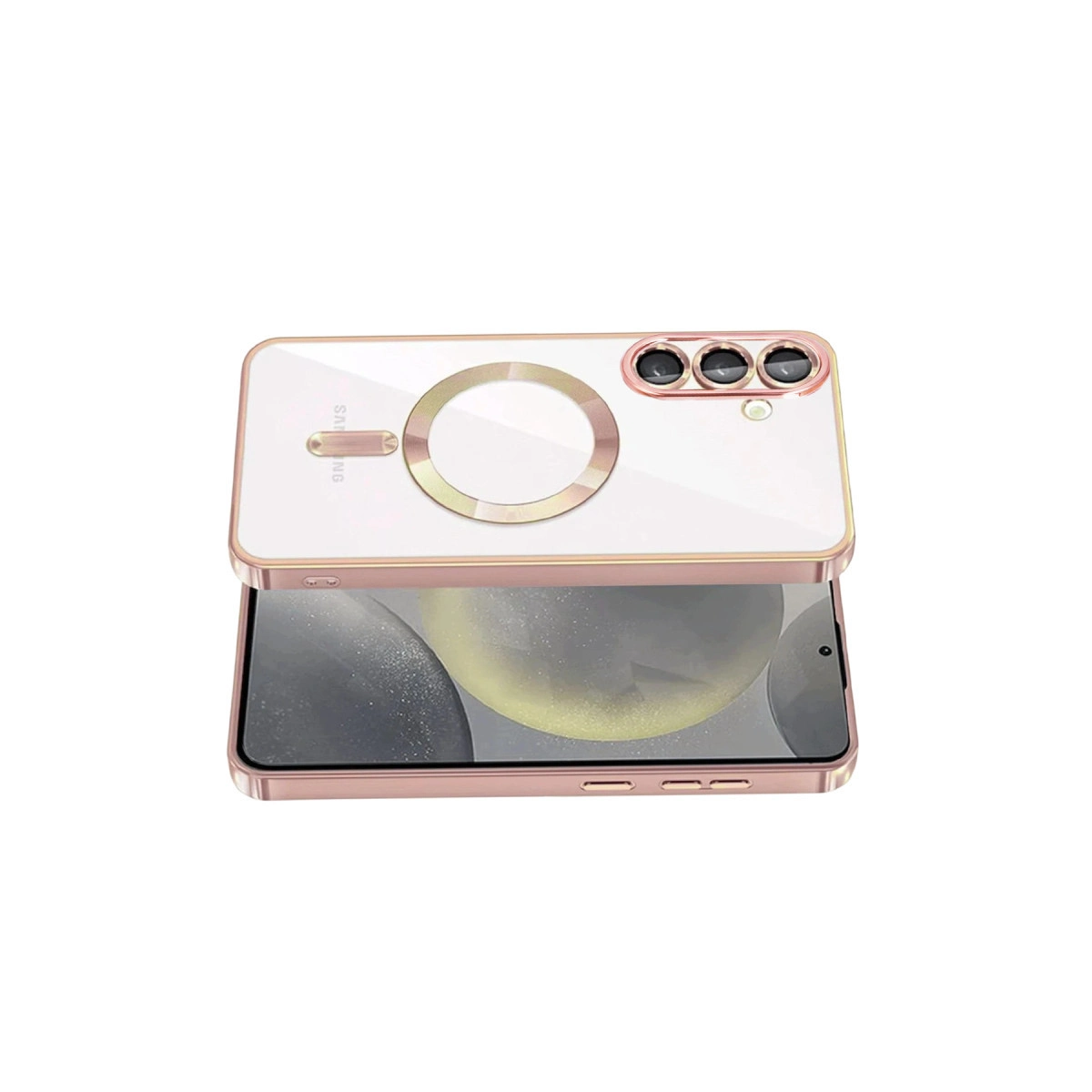 Halka standlı rose gold telefon kılıfı.