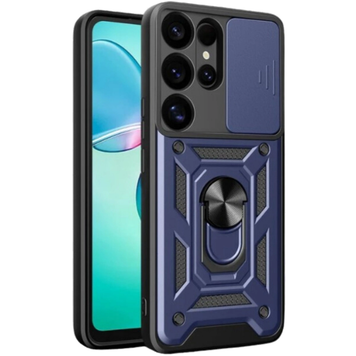 NEWFACE Samsung Galaxy S26 Ultra Uyumlu Pars Lens Yüzüklü Silikon Telefon Kılıfı Lacivert