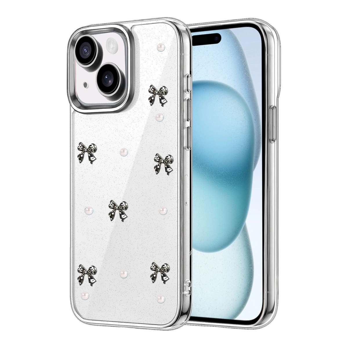 NEWFACE iPhone 15 Plus Uyumlu Fiyonk Desenli Telefon Kılıfı Çok Renkli