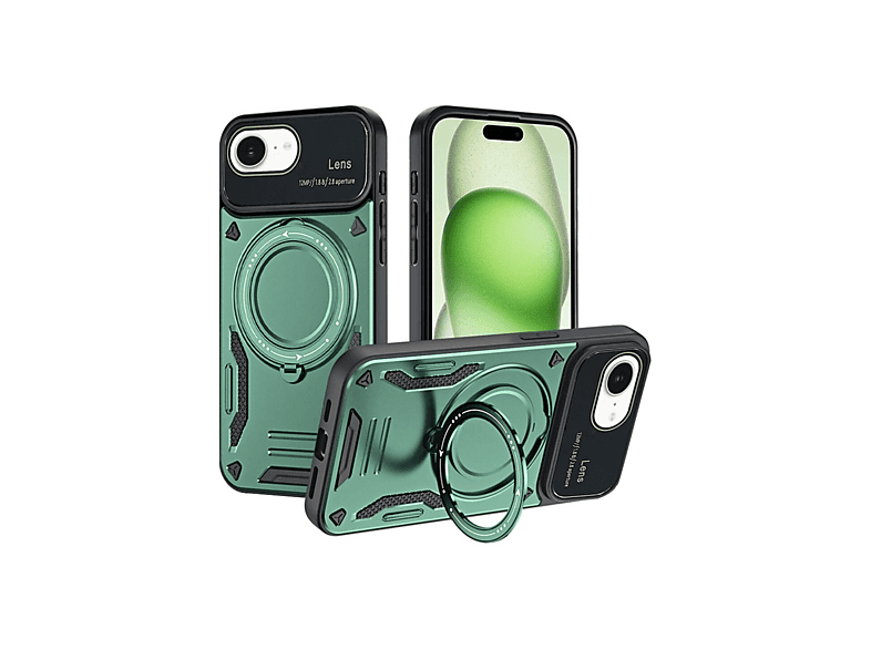NEWFACE iPhone 16e Uyumlu Joy Lens Standlı Telefon Kılıfı Koyu Yeşil