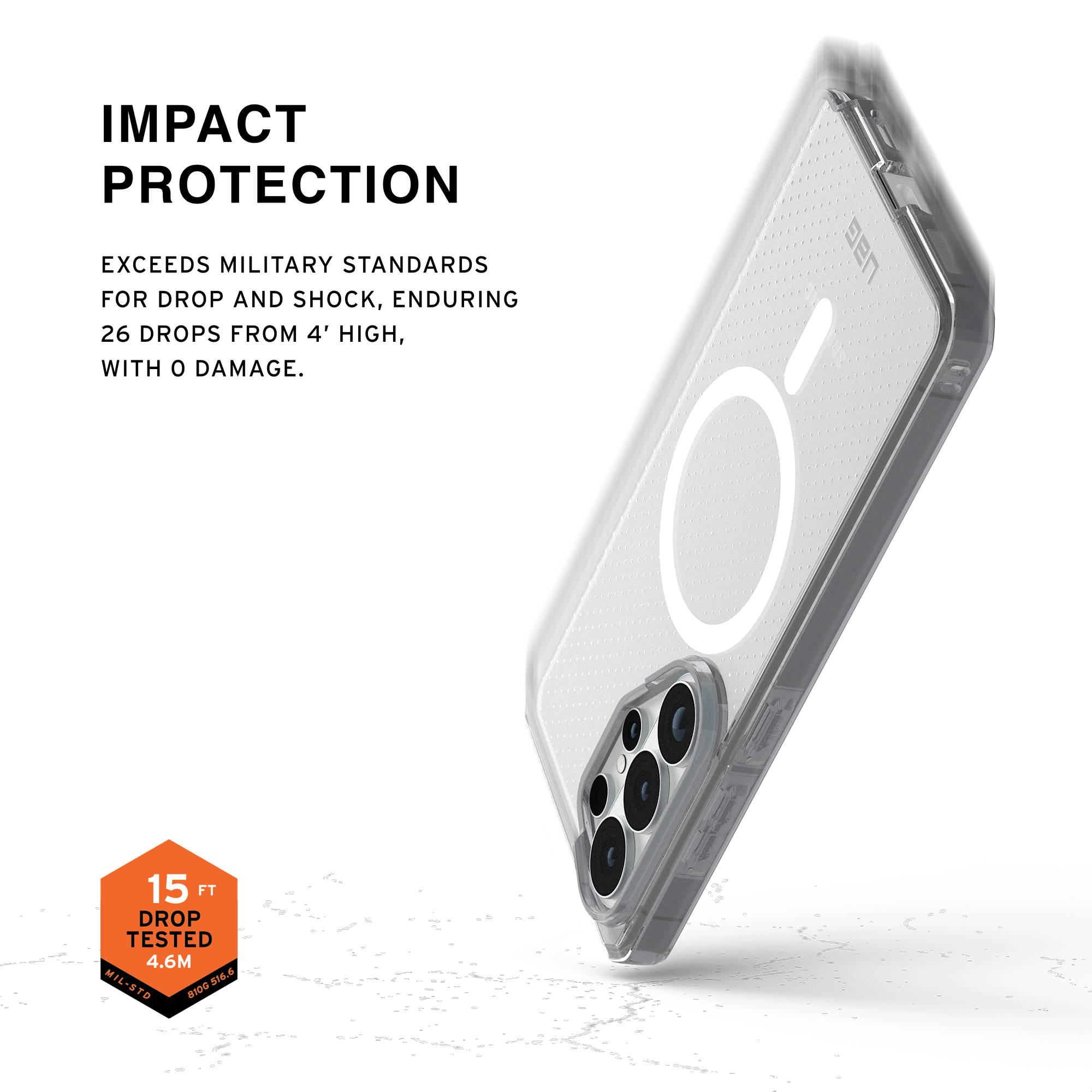 Transparente Handyhülle mit Kamerabereich und Magnetring.