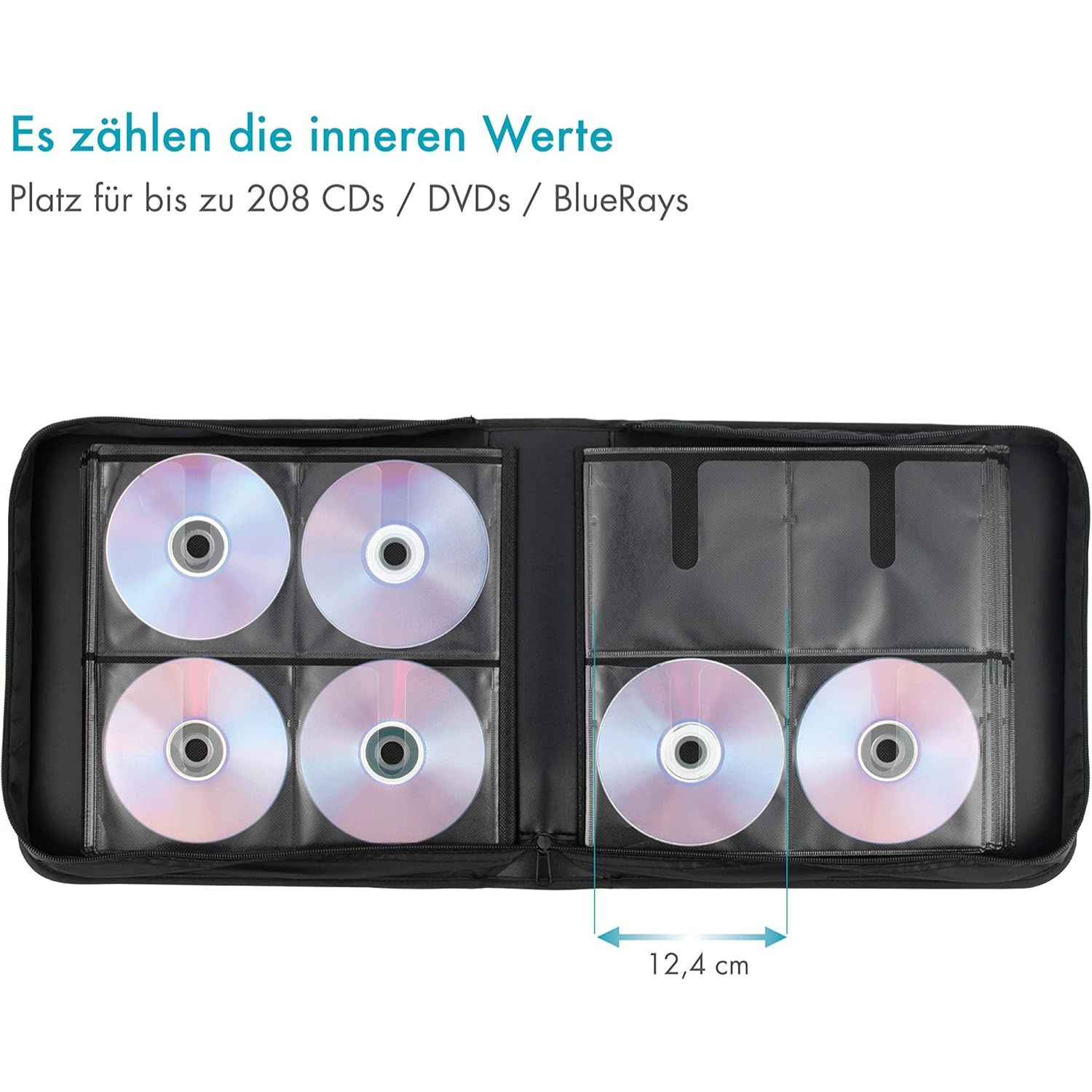 CD-Hülle mit 6 CDs, die bis zu 208 Scheiben fasst.