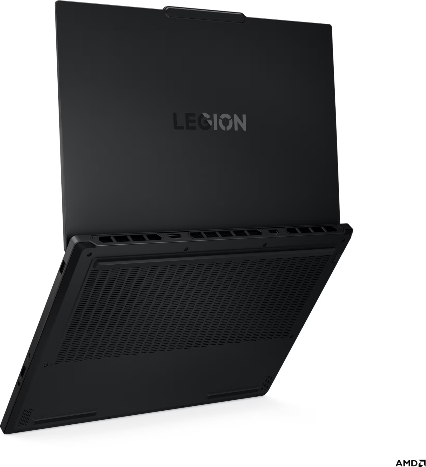 Altta "LEGION" logosu ve havalandırma delikleri olan siyah oyun dizüstü bilgisayarı.