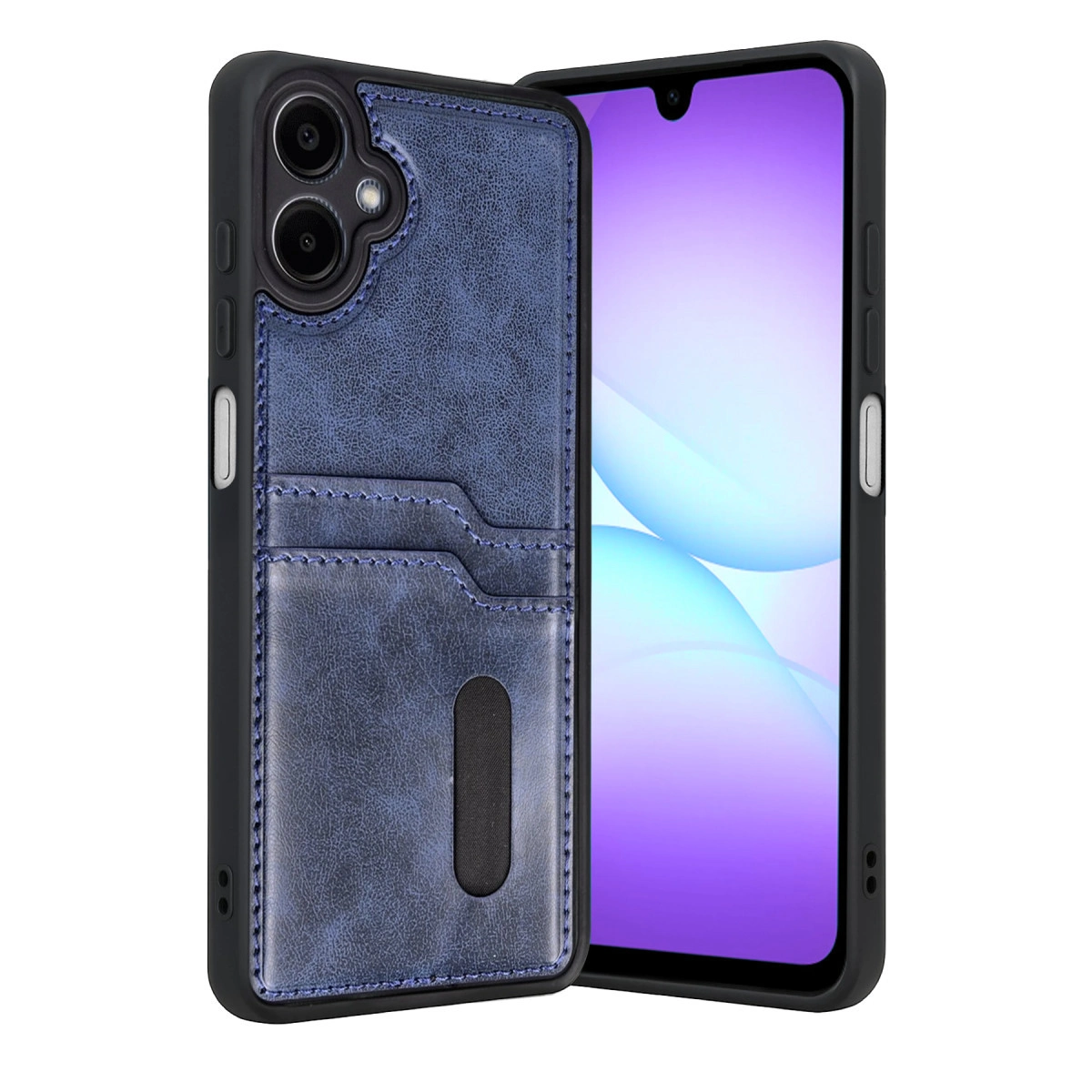 NEWFACE Samsung Galaxy A07 4G Uyumlu Sara Kartvizitli Deri Telefon Kılıfı Lacivert