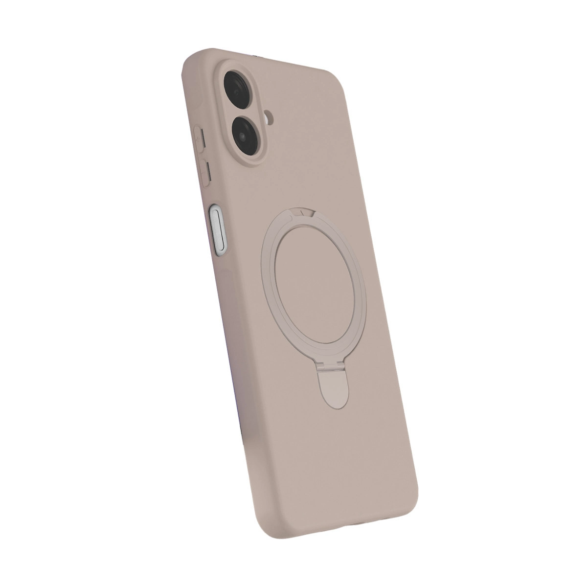 Arkada halka tutucu bulunan açık kahverengi telefon kılıfı.