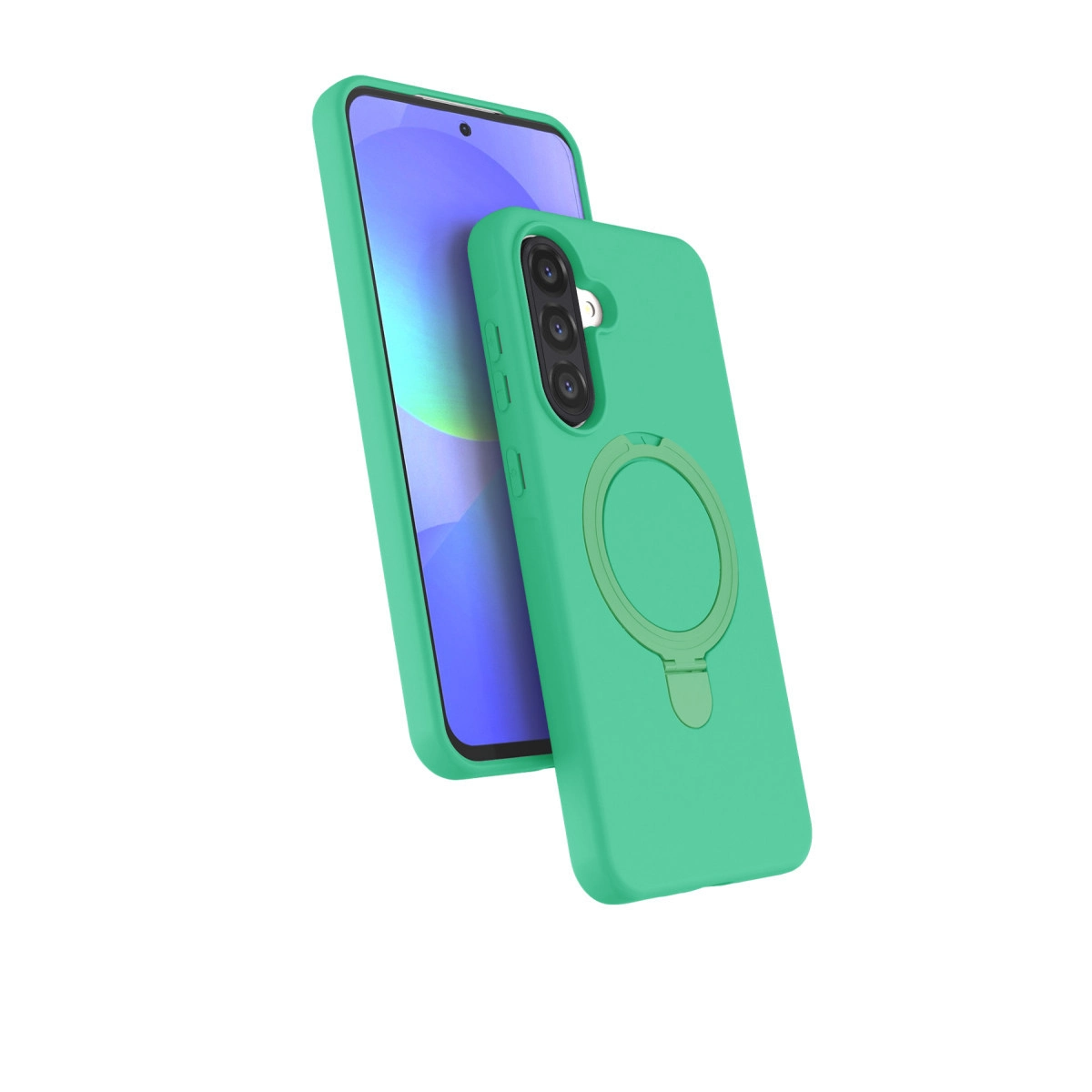 Halka tutuculu yeşil telefon kılıfı.