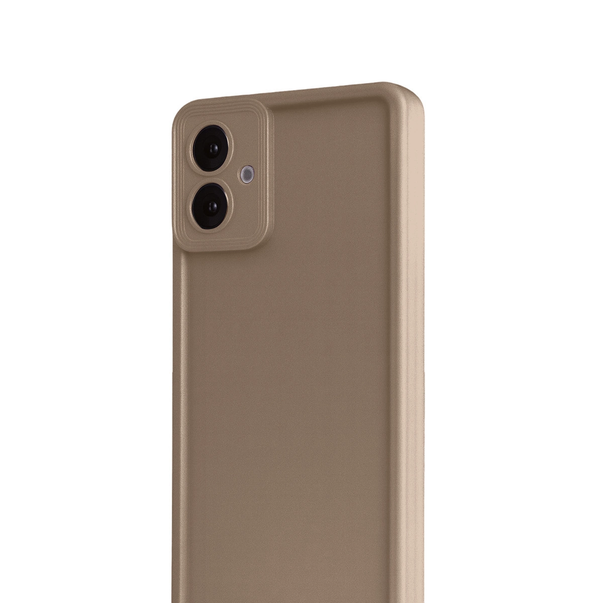 Altın rengi akıllı telefonun arka görünümü, çift kamera.