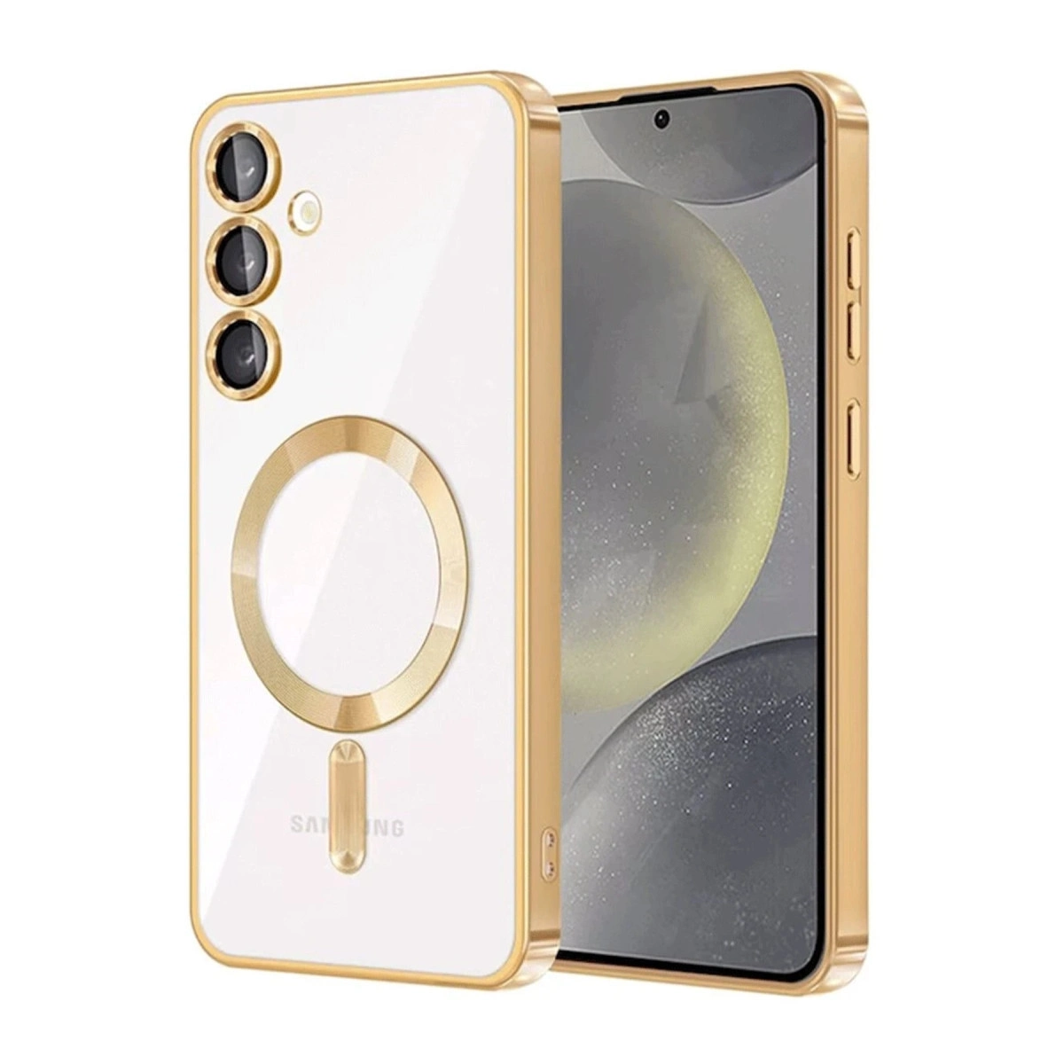 NEWFACE Samsung Galaxy A35 5G Uyumlu Kross Magneticsafe Kapak Telefon Kılıfı Gold