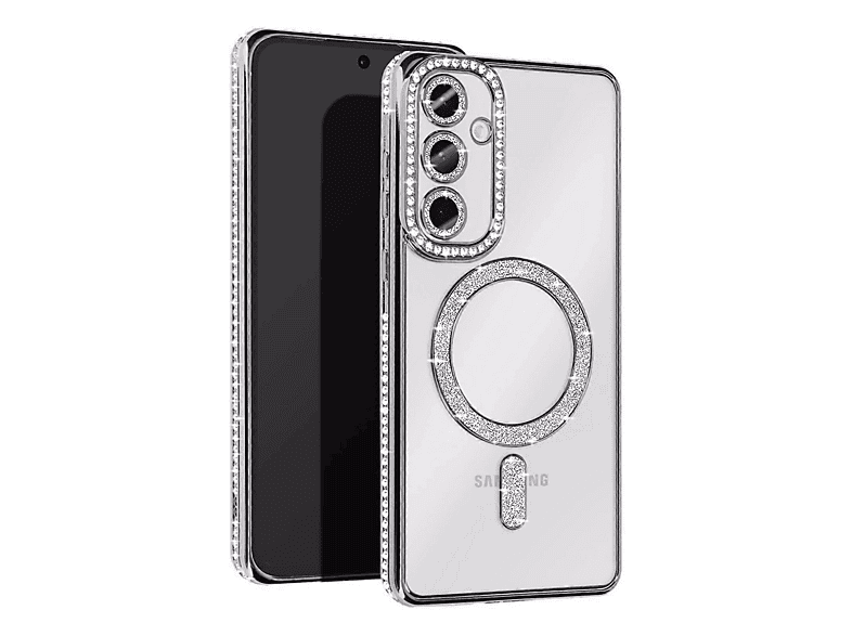 NEWFACE Samsung Galaxy A35 5G Uyumlu Joke Simli Magneticsafe Telefon Kılıfı Gümüş