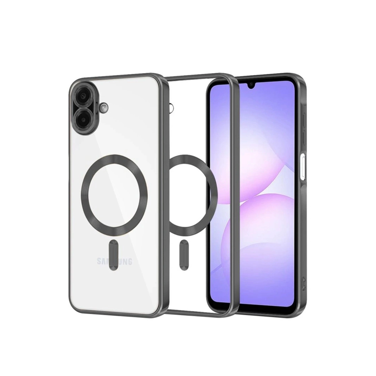 NEWFACE Samsung Galaxy A07 Uyumlu Kross Magneticsafe Kapak Telefon Kılıfı Siyah