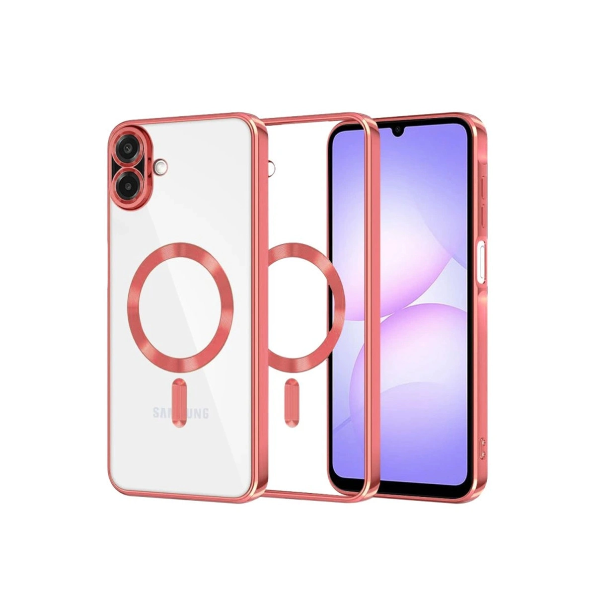 NEWFACE Samsung Galaxy A07 Uyumlu Kross Magneticsafe Kapak Telefon Kılıfı Kırmızı