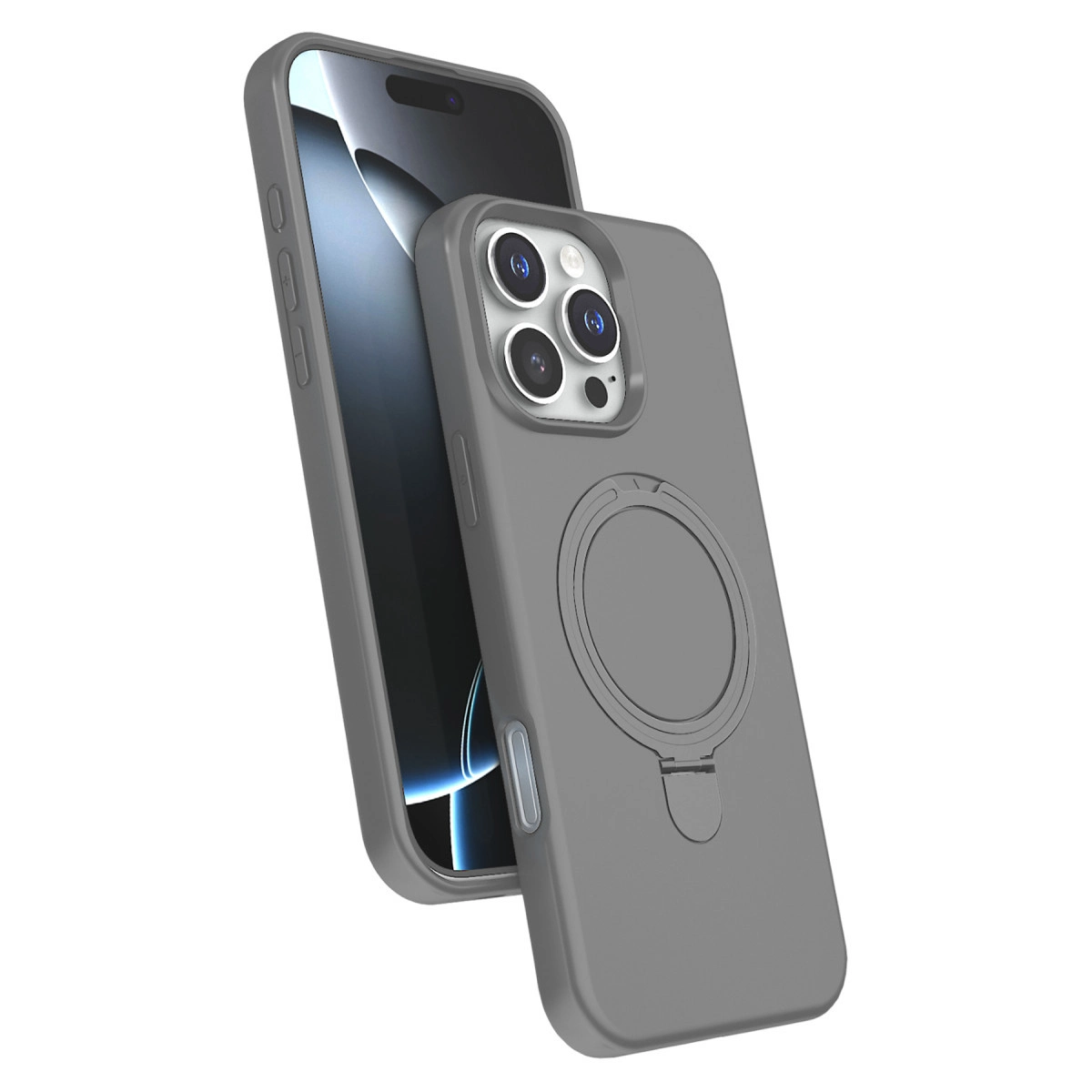 NEWFACE iPhone 16 Pro Max Uyumlu Regal Magsafe Standlı Kapak Telefon Kılıfı Titan Gri