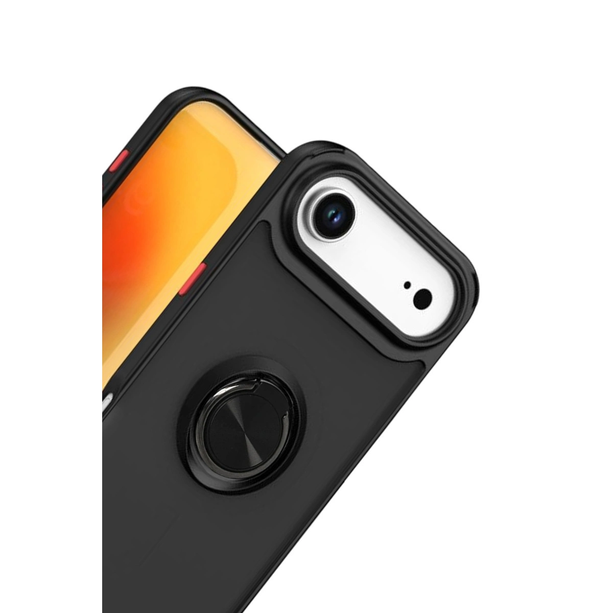 NEWFACE iPhone 17 Air Uyumlu Montreal Yüzüklü Silikon Kapak Telefon Kılıfı Siyah