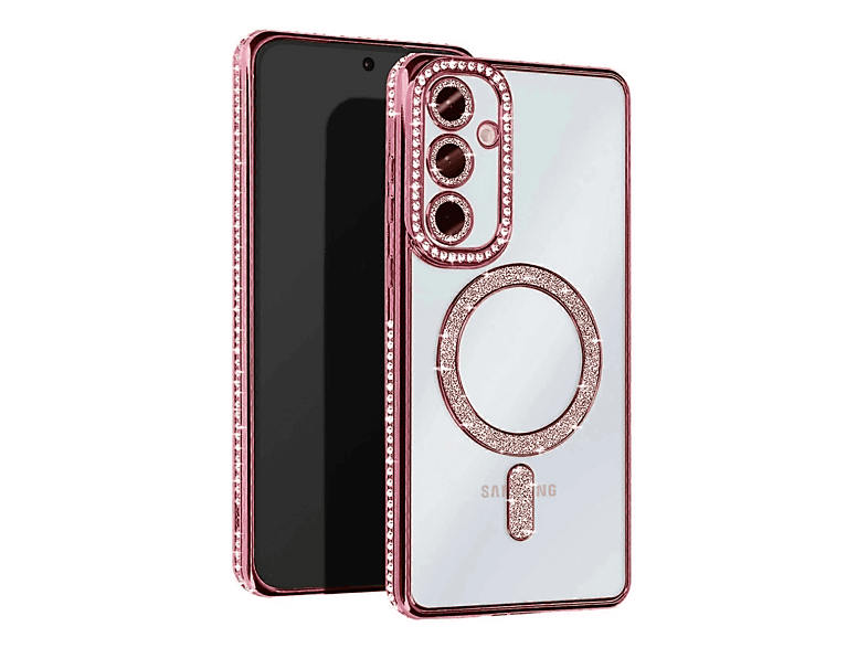 NEWFACE Samsung Galaxy S23 FE Uyumlu Joke Simli Magneticsafe Telefon Kılıfı Pembe