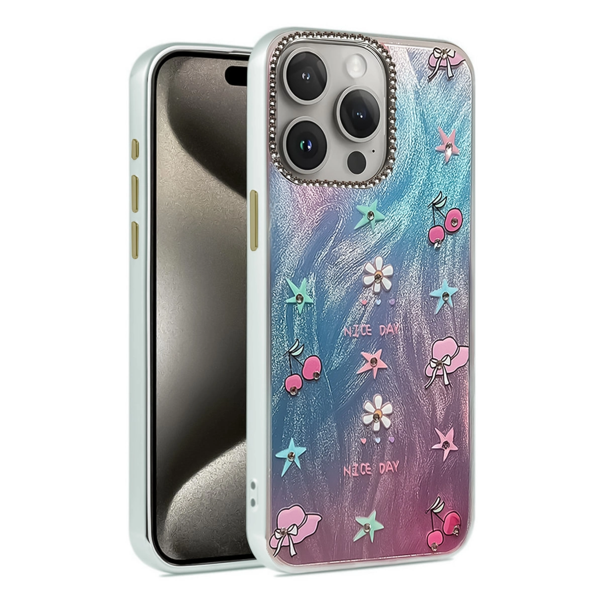 NEWFACE iPhone 14 Pro Uyumlu Blade Aynalı Desenli Kapak Telefon Kılıfı Çok Renkli