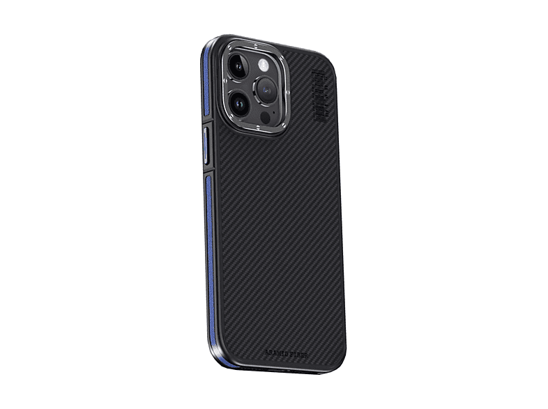 NEWFACE iPhone 15 Pro Max Uyumlu Aramid 600d Kevlar Karbon Fiber Magsafe Telefon Kılıfı Lacivert