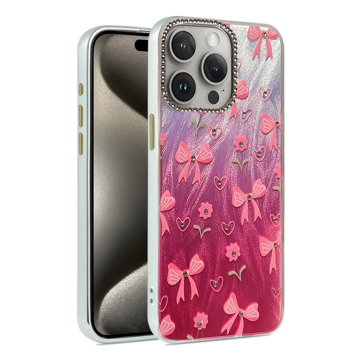 NEWFACE iPhone 15 Pro Max Uyumlu Blade Aynalı Desenli Telefon Kılıfı Çok renkli